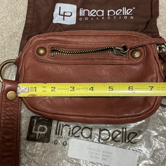 New, LINEA PELLE leather wristlet. Inside zip pocket, front zip, and top zip. - Picture 3 of 7